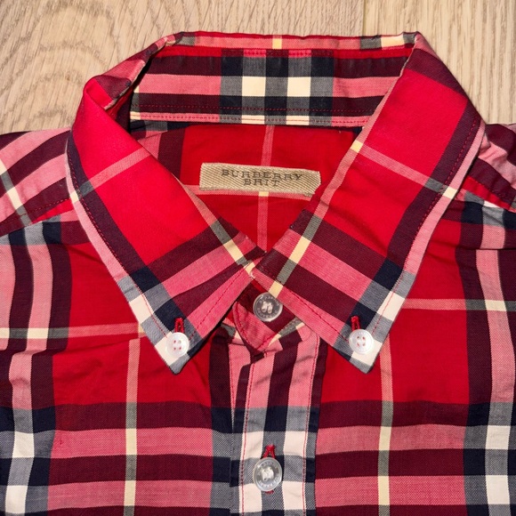 Burberry Classic Check Print Red/Black Button Down Shirt - Picture 6 of 11